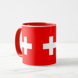 Caneca combinado preta com a bandeira da suiça