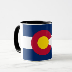 Caneca combinado preta com a bandeira de Colorado,