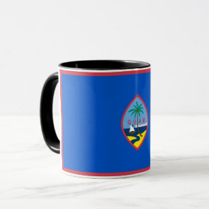 Caneca combinado preta com a bandeira de Guam, EUA