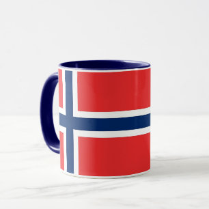Caneca combinado preta com a bandeira de Noruega