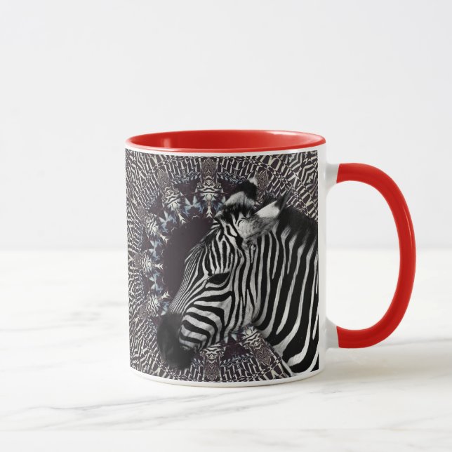 Caneca combinado vermelha da arte da zebra (Direita)