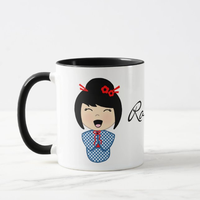 Caneca Combo 11 oz Boneca Kokeshi Preta (Esquerda)