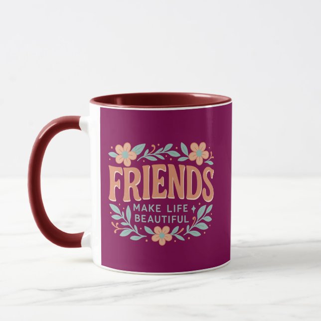 Caneca Combo Amigos Tornam a Vida Bonita – Floral (Esquerda)