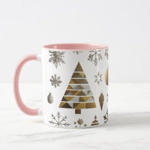 Caneca Combo Árvore Geométrica Mosaico Dourado Lux
