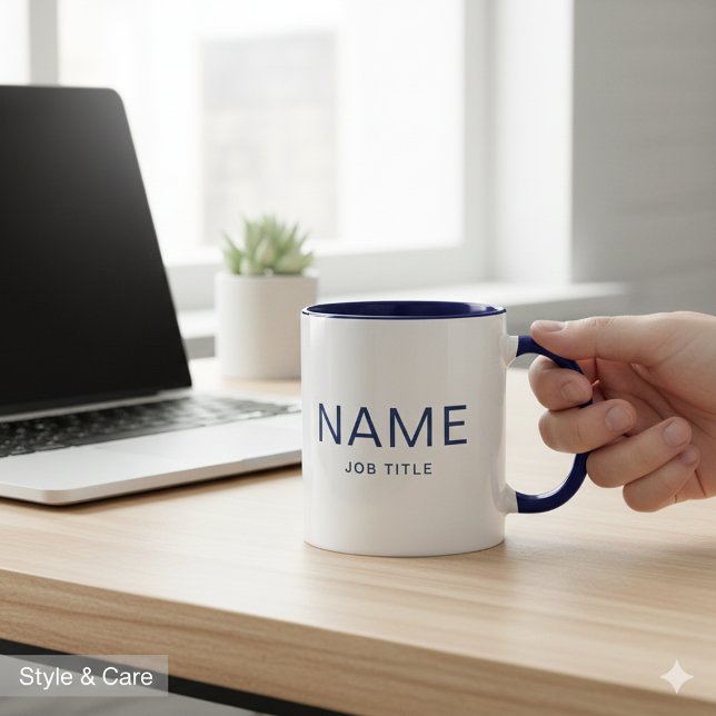 Caneca Combo Azul Marinho Personalizada com o Seu  (Personalized Navy Blue Combo Mug with Your Name)