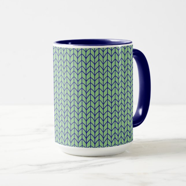 Caneca Combo Azul Verde Tricô Naval (Frente Esquerda)