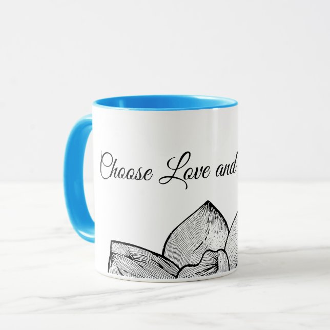 Caneca Combo Botânico "Escolha Amor e Bondade" (Frente Esquerda)