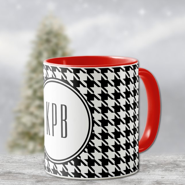 Caneca Combo de bebida de padrão de houndstooth inicial (Criador carregado)