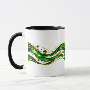 Caneca Combo de Design Ondulado Verde & Dourado El