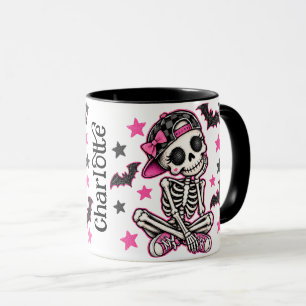 Caneca Combo de Halloween com Caveira Rosa