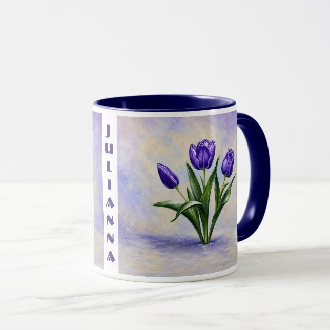 Caneca Combo de Tulipas Roxas (Frente Esquerda)