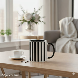 Caneca Combo Listrada Preto e Branco Moderna