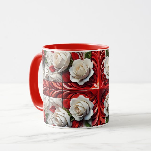 Caneca Combo Mug com Rosa Inglês (Frente Esquerda)