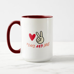 Caneca Combo Paz e Amor Símbolo de Paz e Coração