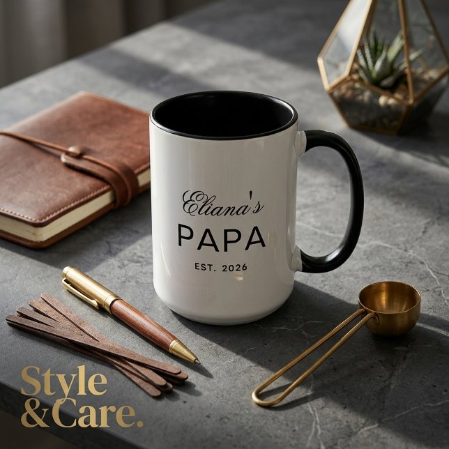 Caneca Combo Personalizada do Papai com Texto Pers (Personalized Papa Combo Mug Custom Text Gift Design)