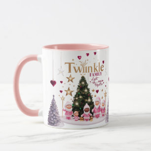 Caneca Combo Personalizado Família Twinkle Papai Noel Ros
