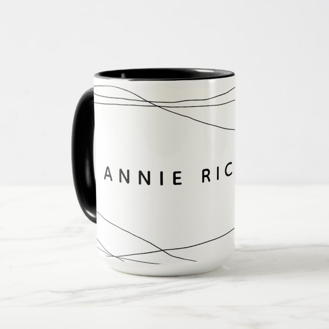 caneca combo preta de 15 oz com nome (Frente Esquerda)