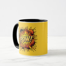 Caneca Combo Preto Arte Pop Quadrinhos POW