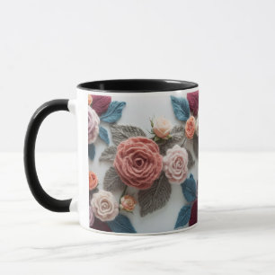 Caneca Combo Rosa de Tricô Tons Terrosos   Lã Rúst