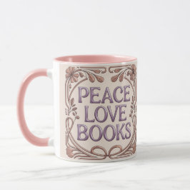 Caneca Combo Rosa Paz Amor Livros