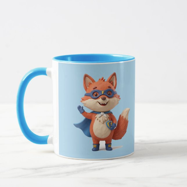 Caneca Combo Super Fox Hero Azul Claro (Esquerda)