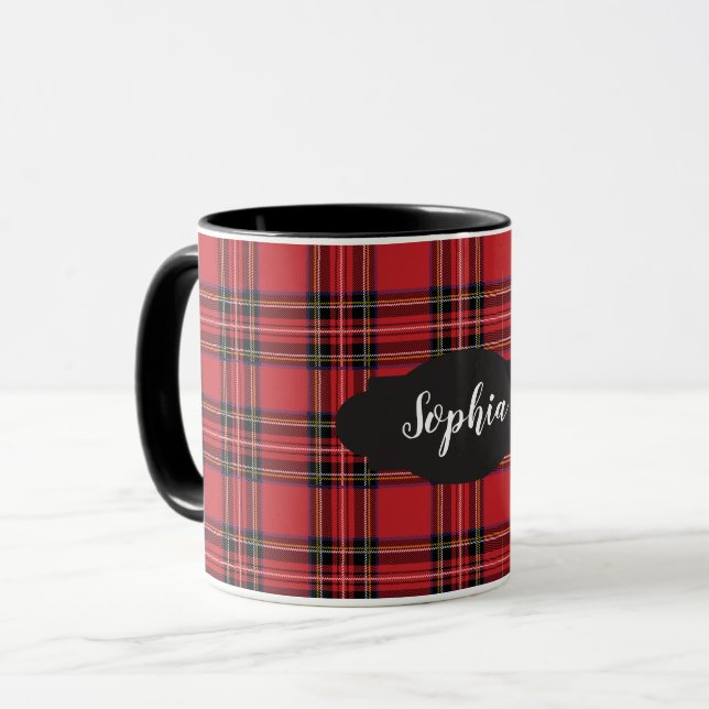 Caneca Combo Xadrez Escocês Vermelho Preppy (Frente Esquerda)