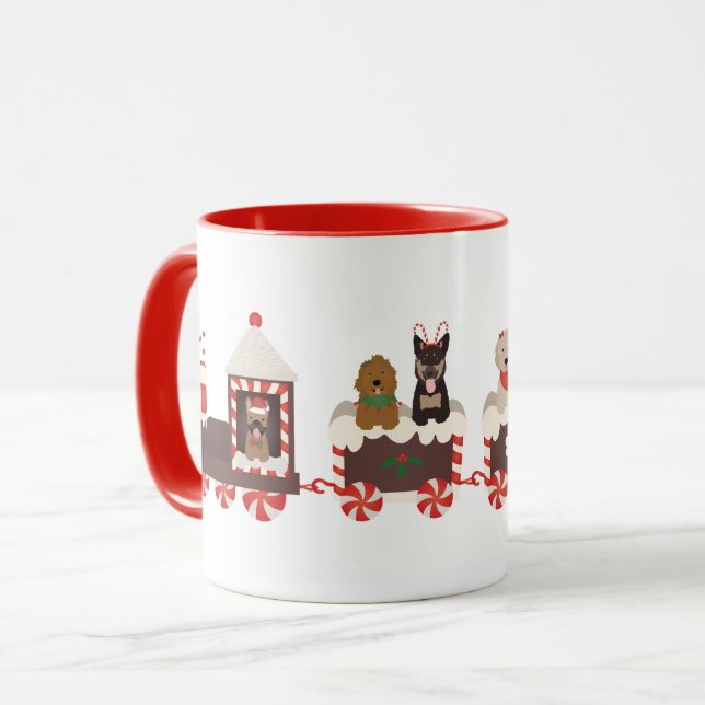 Caneca Comboio de Natal de Cão (Frente Esquerda)