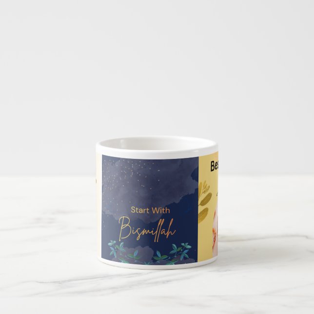 Caneca Comece Com Bismillah | Xícara de Iftar do R (Frente)