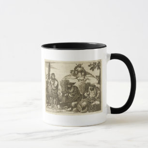 Caneca Comerciantes chineses que consultam caixas de