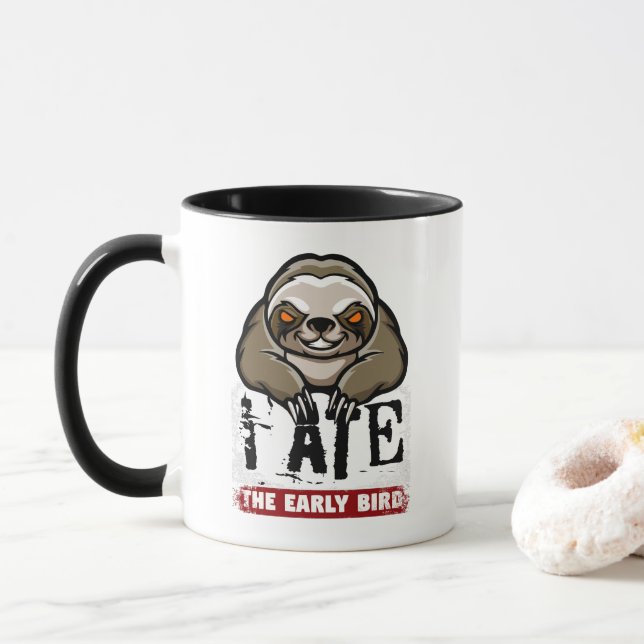 Caneca Comi o pássaro primitivo. preguiça-rabugenta, rabu (Com Donut)