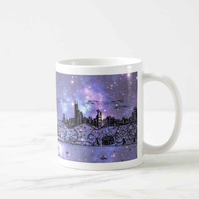 Caneca cómica de Chicago do estilo da nebulosa (Direita)