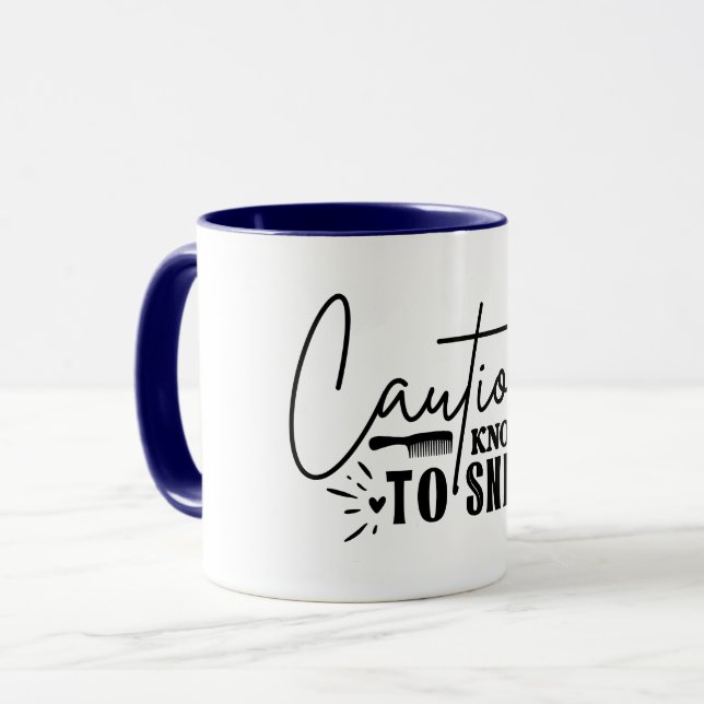 Caneca Cômico Aviso... Estilista de Cabelo Minimalista (Frente Esquerda)