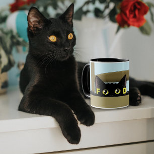 Caneca Comida de Gato Preto Gato Faminto Divertido Humor