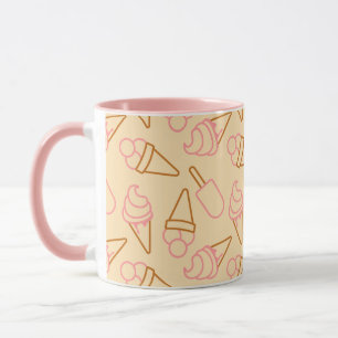 Caneca Comida de Verão bonita com contornos de sorvete de