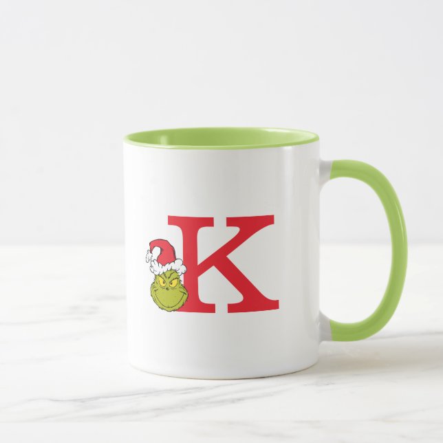 Caneca Como o Grinch Roubou o Natal | Monograma K (Direita)