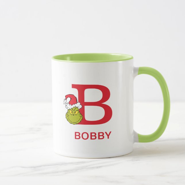 Caneca Como o Grinch Roubou o Natal | Nome e Monograma B (Direita)