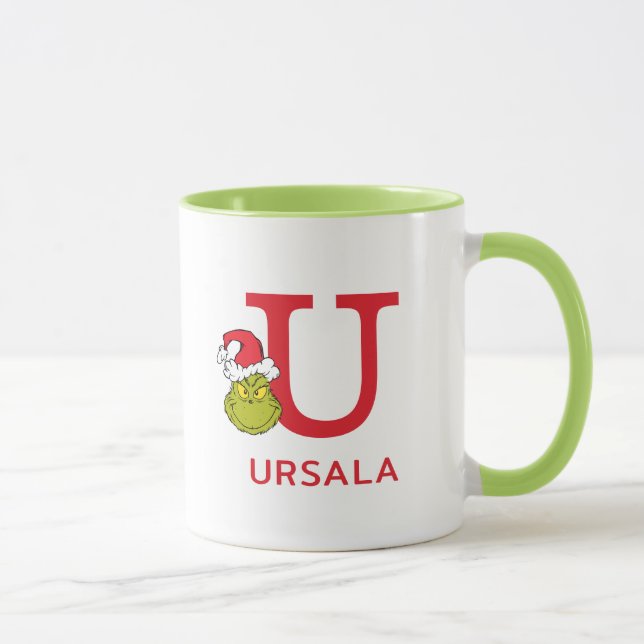 Caneca Como o Grinch Roubou o Natal | Nome e Monograma U (Direita)