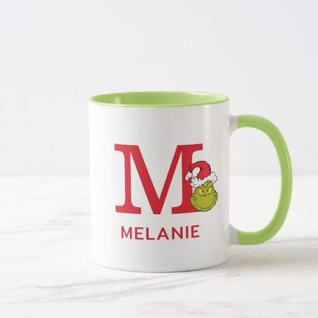 Caneca Como o Grinch Roubou o Natal | Nome & Monograma M (Direita)
