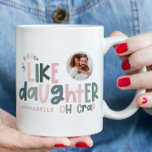 Caneca Como pai, como filha, foto engraçada<br><div class="desc">Tal pai como a filha,  fotografia engraçada e pai de tipografia azul ou filha combinando Natal,  Aniversário,  ideia de Páscoa.</div>