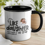 Caneca Como pai, como filha, foto engraçada<br><div class="desc">Tal pai como filha,  fotografia engraçada,  pai de tipografia preto e branco ou filha combinando natal,  aniversário,  ideia de Páscoa.</div>