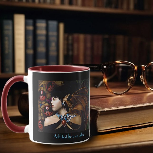 Caneca Companheira Dragão Elfa Mística Borboleta Fantasia (Criador carregado)