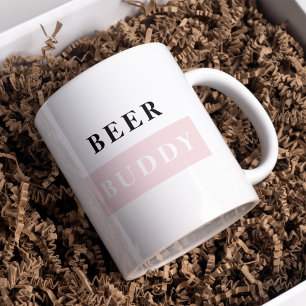 Caneca Companheiro de Cerveja Moderno Preto e Rosa Citaçã