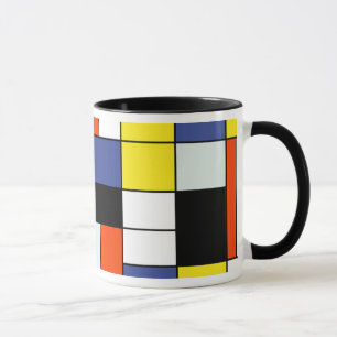 Caneca Composição A de Piet Mondrian - Arte Moderna Abstr