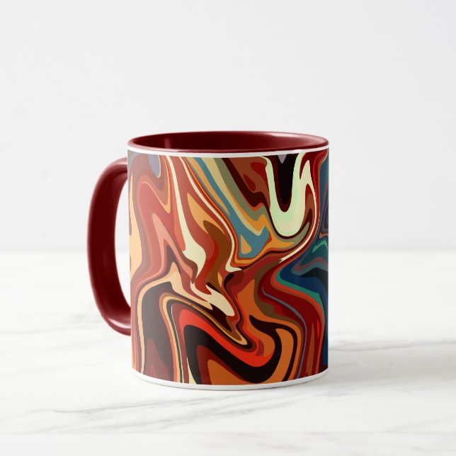 Caneca Composição de abstrato com contrastes quentes e Le (Frente Esquerda)