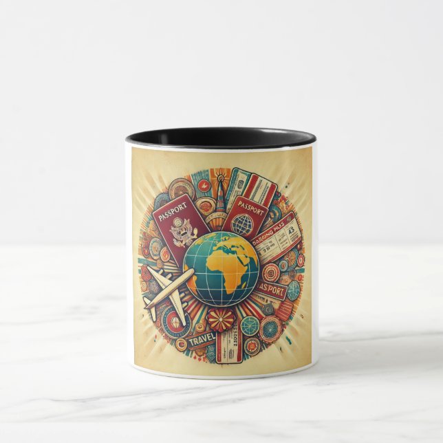 Caneca Composição do globo em viagem (Centro)