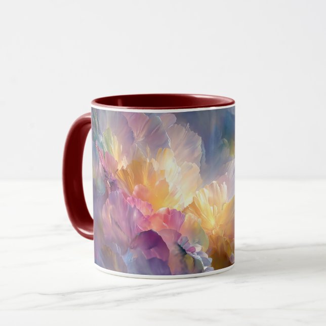 Caneca Composição floral pastel abstrata brilhante (Frente Esquerda)