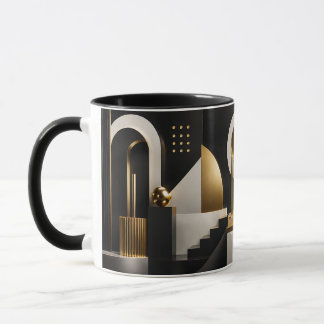 Caneca Composição Moderna Luxuosa: Presente Dourado e Pre