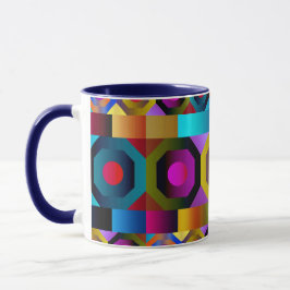 Caneca Composição octogon multicolorido