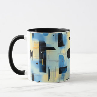 Caneca Composição pintada abstrata em azul e amarelo