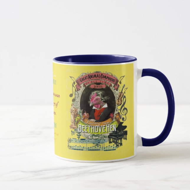 Caneca Compositor animal Beethoven da galinha engraçada (Direita)